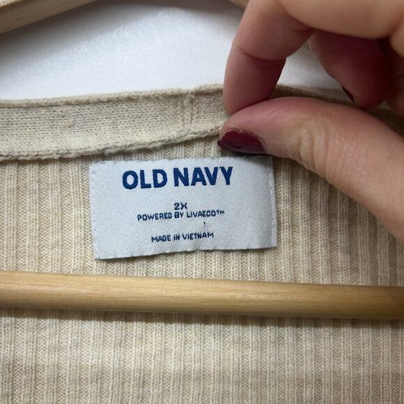 Old Navy Neutral Cream Button Front Ribbed Knit Cardigan Sweater Plus Size 2X - Picture 5 of 6